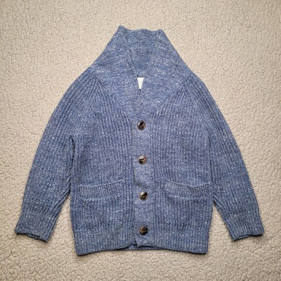 Baby Gap Sweater Boys 2T Blue Knit Ribbed Cardigan Collared Preppy Button Down - Picture 1 of 6